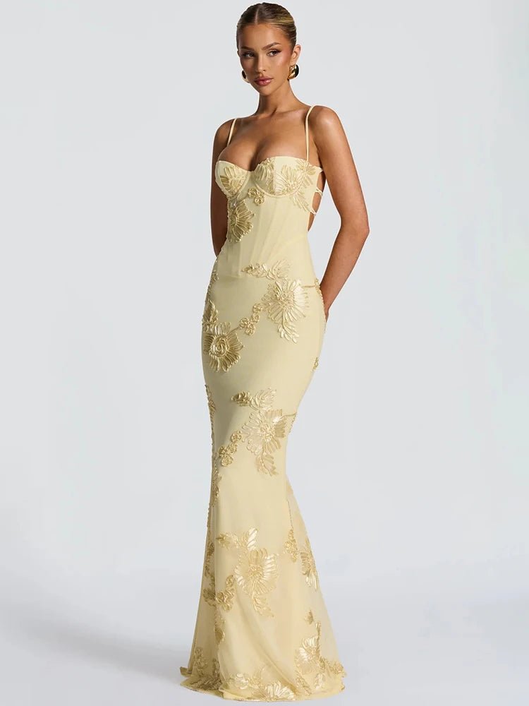 Spaghetti Strap Backless Maxi Dress - SN Wigs & More