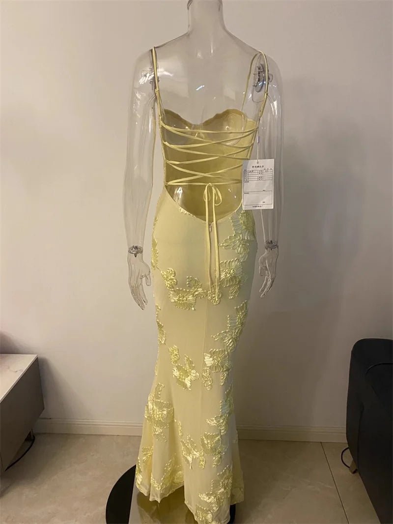 Spaghetti Strap Backless Maxi Dress - SN Wigs & More