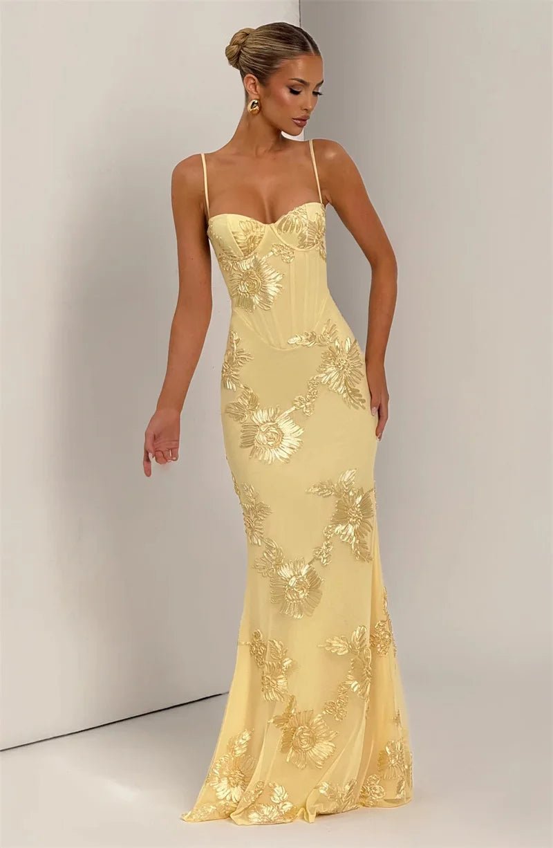 Spaghetti Strap Backless Maxi Dress - SN Wigs & More