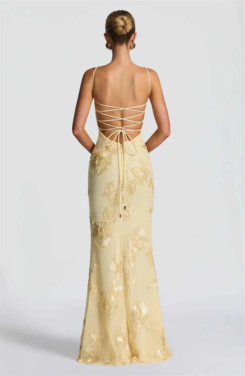 Spaghetti Strap Backless Maxi Dress - SN Wigs & More