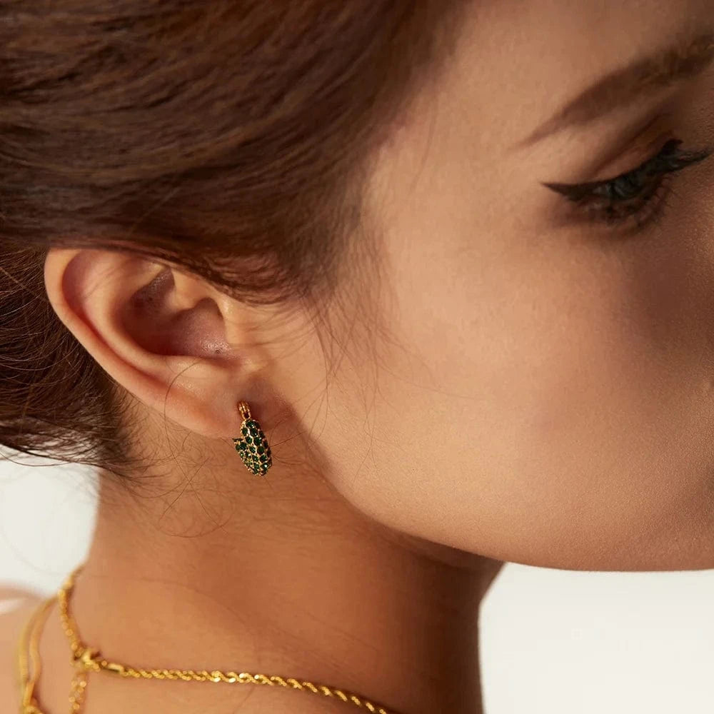 Sparkle Micro Cubic Zircon Chunky Shiny 18k PVD Gold Plated Stainless Steel Hoop Earrings Huggie Jewelry