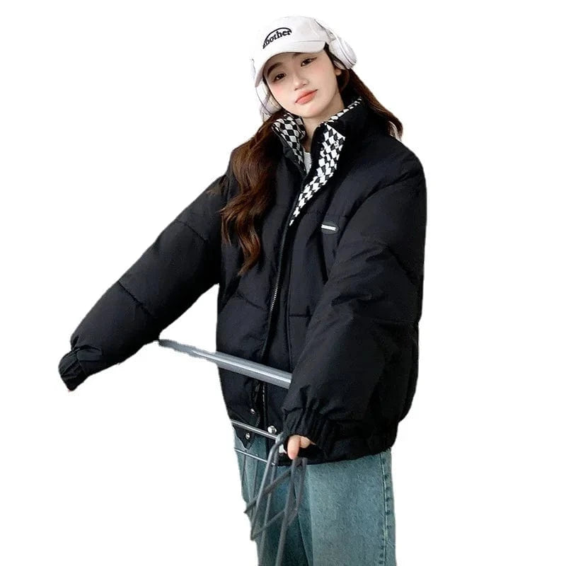 Splicing  Hooded  Cotton Coat Female Fashion Casual Loose Jacket Women Winter 2022 New Zipper Clothing