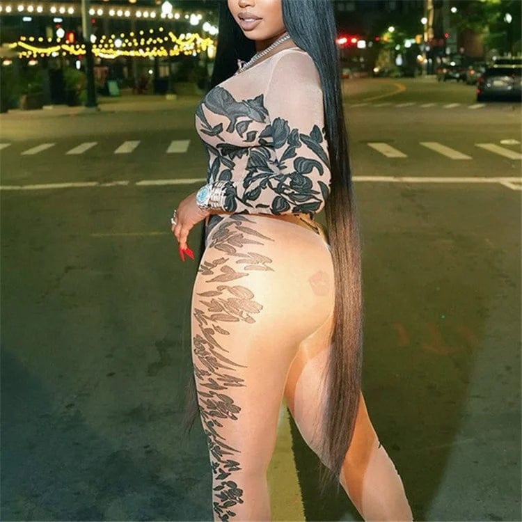 Spring 2 Two Piece Sets Sexy Women Long Sleeve Bodycon Bodysuits Top+High Waist Pants Suits