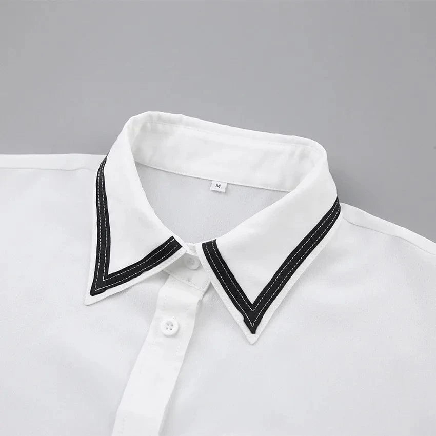 Spring 2024 Ladies Office Trend Blouses Women's Patchwork Chiffon Shirt Lapel Long Sleeves Womens Shirts