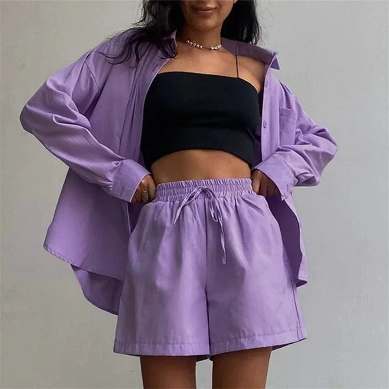Spring 2024 women clothes Leisure home clothing set 100% cotton women's long -sleeved botton shirt Two Piece Pants Set