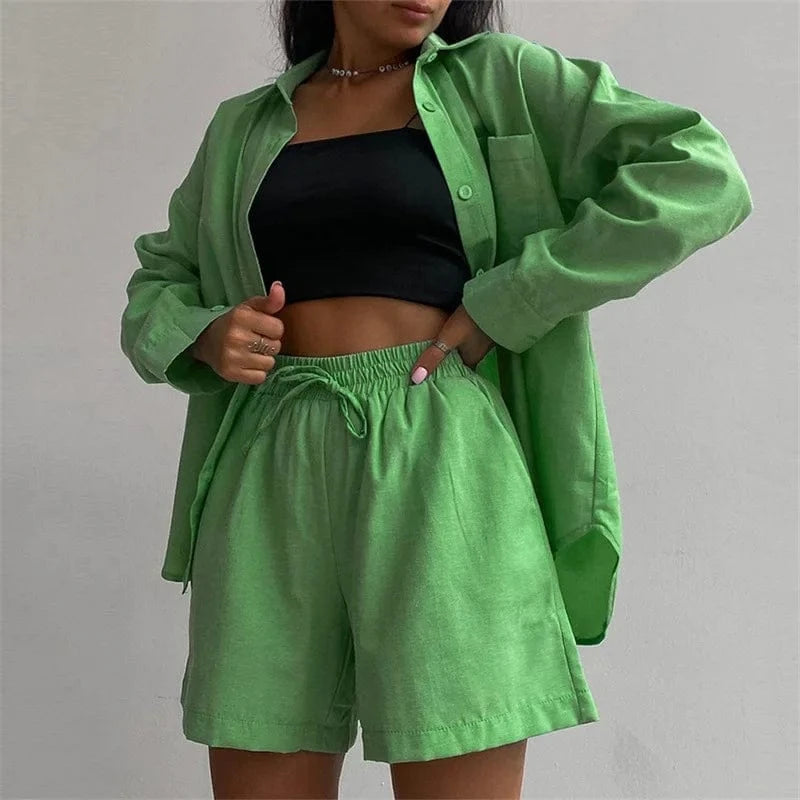 Spring 2024 women clothes Leisure home clothing set 100% cotton women's long -sleeved botton shirt Two Piece Pants Set