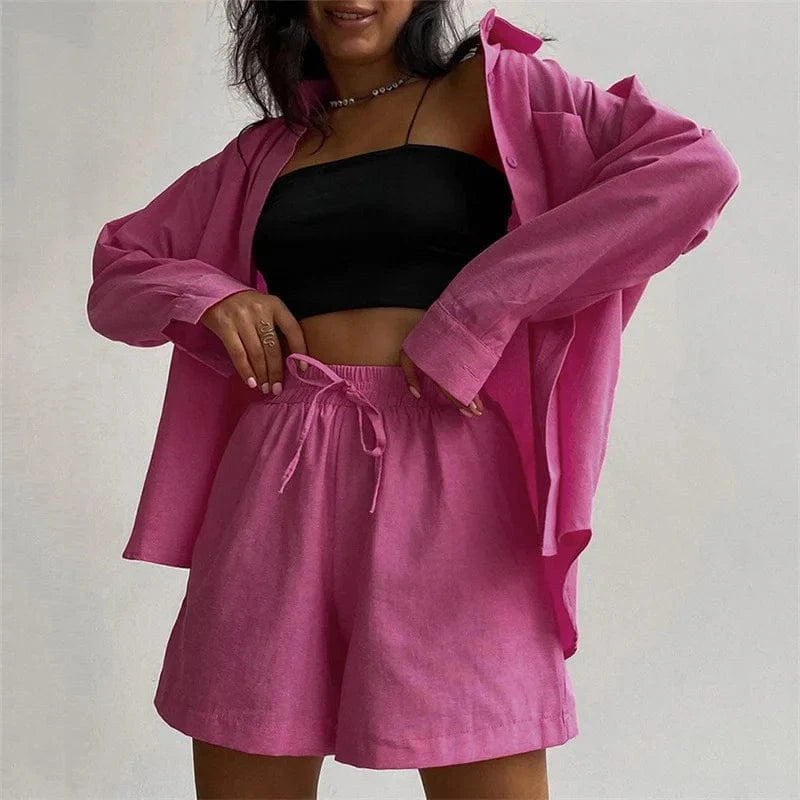 Spring 2024 women clothes Leisure home clothing set 100% cotton women's long -sleeved botton shirt Two Piece Pants Set