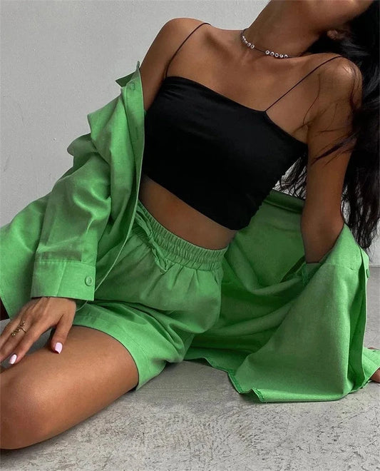 Spring 2024 women clothes Leisure home clothing set 100% cotton women's long -sleeved botton shirt Two Piece Pants Set