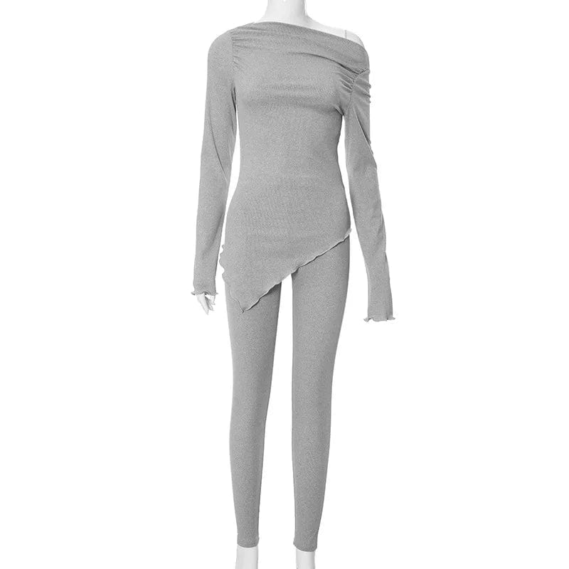 Spring 2024 Women Clothes Solid Color 2 Piece Leggings Set Women's Casual Suit Stretch Ribbed Tight Two Piece Set