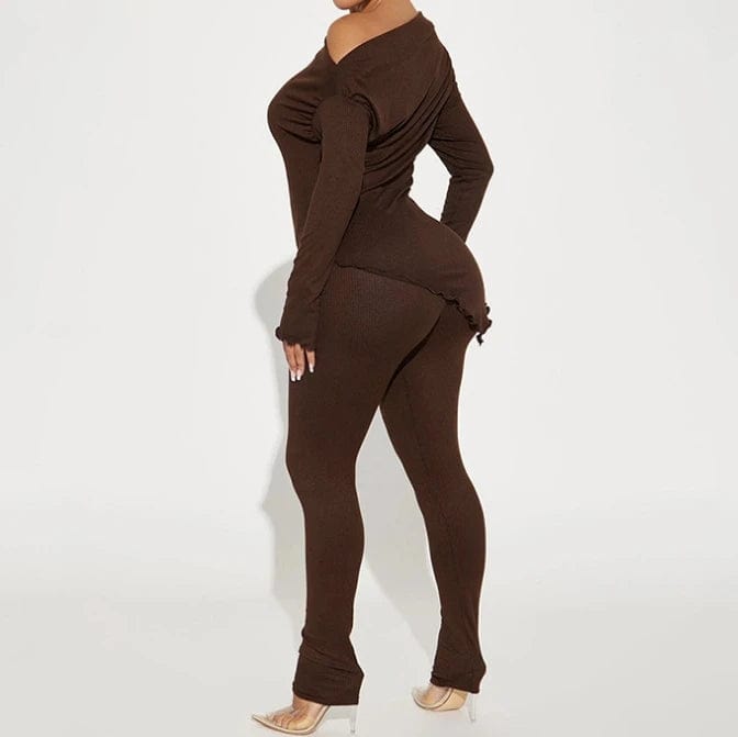 Spring 2024 Women Clothes Solid Color 2 Piece Leggings Set Women's Casual Suit Stretch Ribbed Tight Two Piece Set