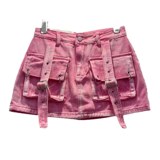 Spring 2024 Womens Clothing Cargo Denim Pretty Short Jeans Mini Skirt for Ladies Jeans Cargo Femme Skirts