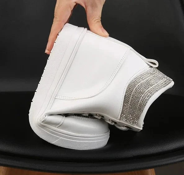 Spring and Autumn High Rise Women's Shoes New Flat Bottom Martin Boots Slope Heel Shoes High Top Shoes Women's Large 35-43