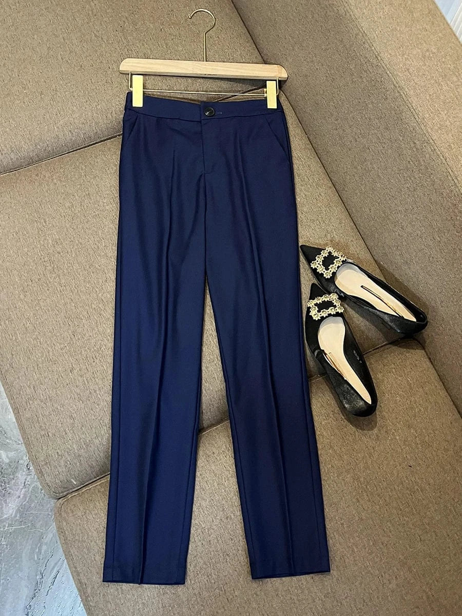 Spring Autumn Winter New Arrival Lady Office Formal Suit Long Sleeve Single Button Blazer Pencil Pants Women Solid 2Pcs