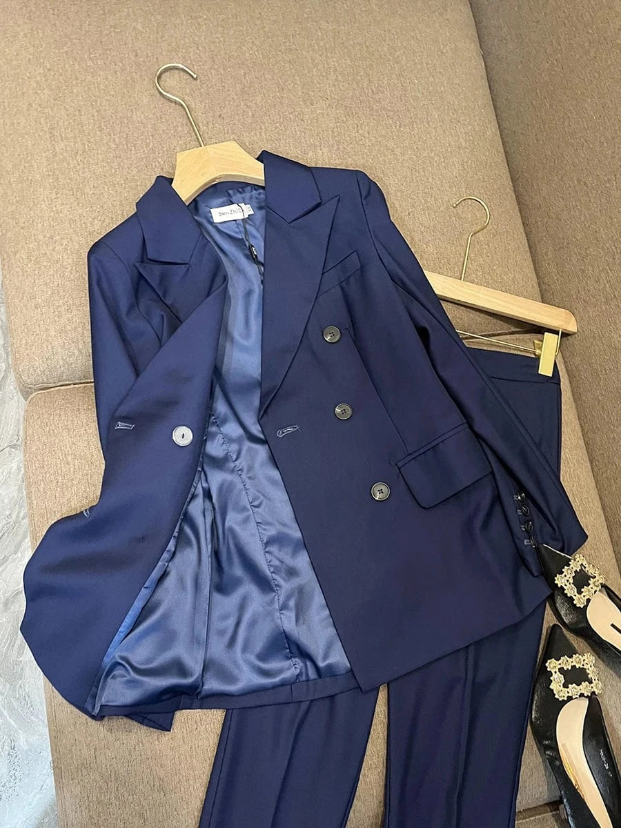 Spring Autumn Winter New Arrival Lady Office Formal Suit Long Sleeve Single Button Blazer Pencil Pants Women Solid 2Pcs