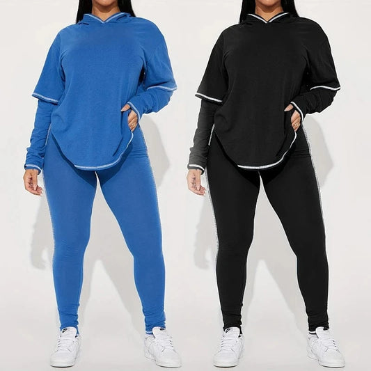 spring fall winter new women clothing ladies casual sports long sleeve hooded t shirt pants two piece women's sets