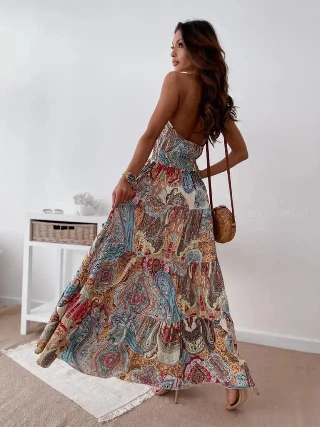 Spring Floral Printed Muslim Dress Long Sleeve Ramadan Turkey Vestidos Vintage Holiday Maxi Robe Kaftan Tunic Sundress