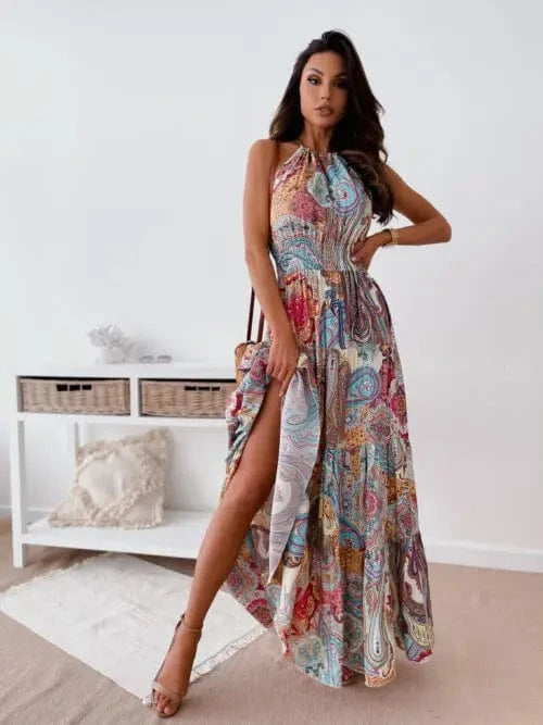 Spring Floral Printed Muslim Dress Long Sleeve Ramadan Turkey Vestidos Vintage Holiday Maxi Robe Kaftan Tunic Sundress