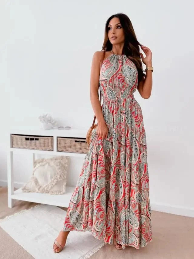Spring Floral Printed Muslim Dress Long Sleeve Ramadan Turkey Vestidos Vintage Holiday Maxi Robe Kaftan Tunic Sundress