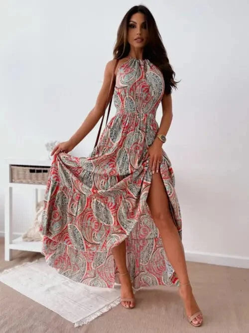 Spring Floral Printed Muslim Dress Long Sleeve Ramadan Turkey Vestidos Vintage Holiday Maxi Robe Kaftan Tunic Sundress