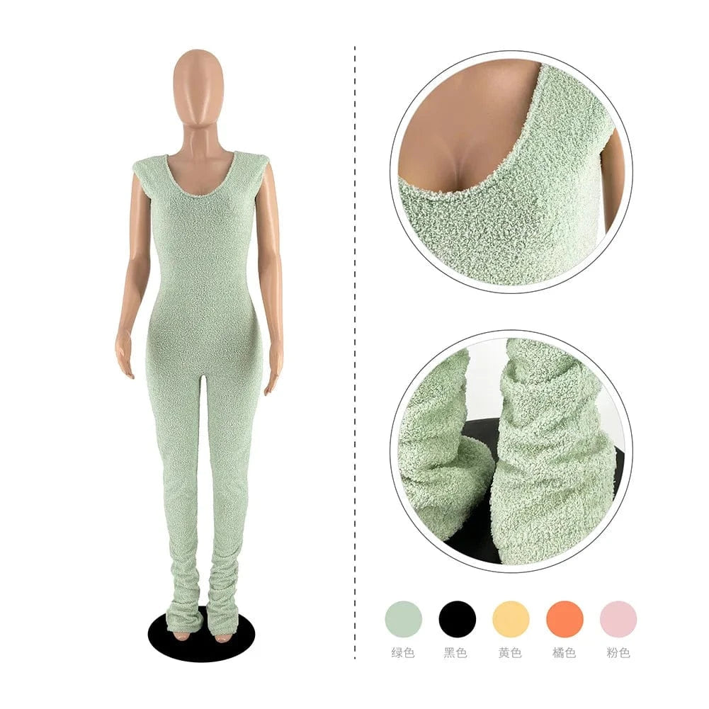 Spring Stretch One Piece Jumpsuit For Women 2023 Solid Sleeveless Jumpsuits Casual Pile of Pants Rompers Womens