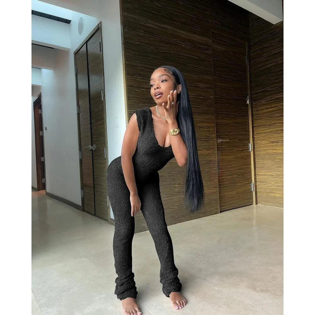 Spring Stretch One Piece Jumpsuit For Women 2023 Solid Sleeveless Jumpsuits Casual Pile of Pants Rompers Womens