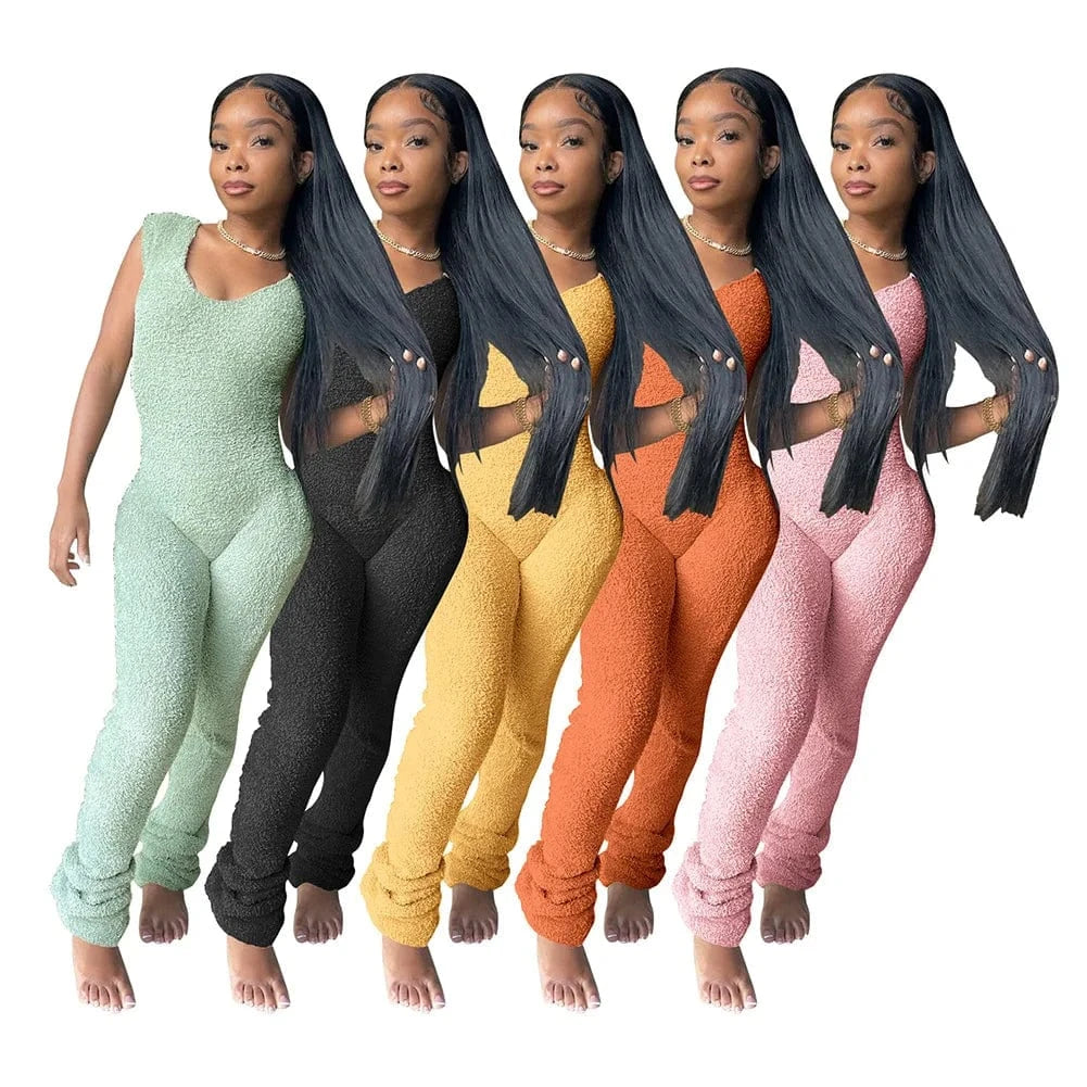 Spring Stretch One Piece Jumpsuit For Women 2023 Solid Sleeveless Jumpsuits Casual Pile of Pants Rompers Womens