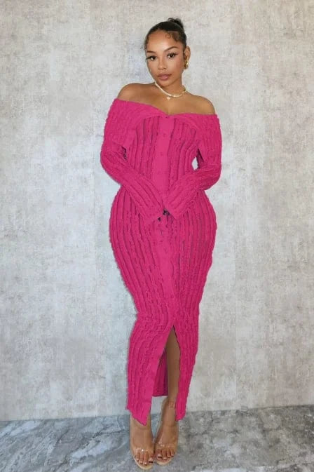 Spring Summer Casual Dresses For Women 2024 Off Shoulder Long Sleeve Bodycon Maxi Dress Elegant Ladies Sexy Ruffle Long Dress