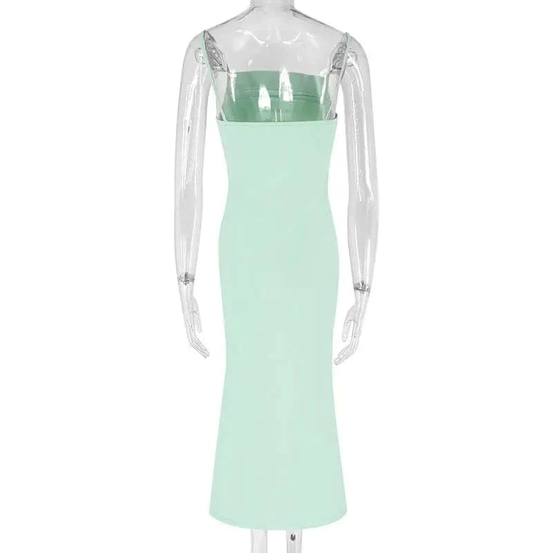 Spring Summer New Sling Dresses Women Fashion Streetwear Elegant Maxi Dress Solid Sexy Backless Female Dress Club Party Clothing