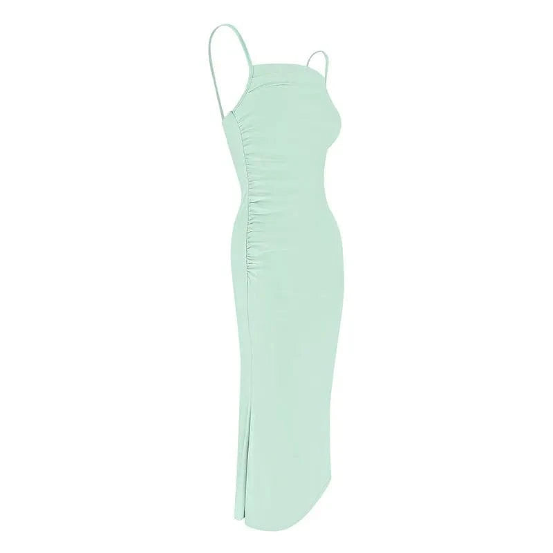 Spring Summer New Sling Dresses Women Fashion Streetwear Elegant Maxi Dress Solid Sexy Backless Female Dress Club Party Clothing