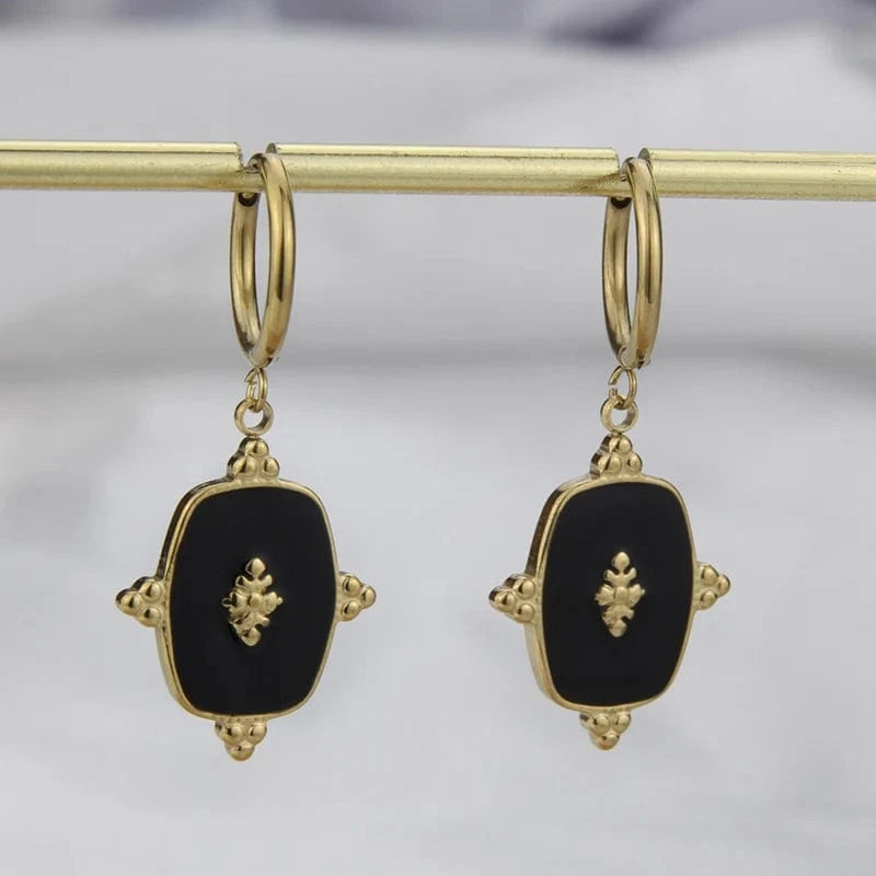 square / 08 Fashion New In Custom Candy Color Stainless Steel Jewelry Set 18k Gold Plated Waterproof Pendant Necklace Earrings For Women