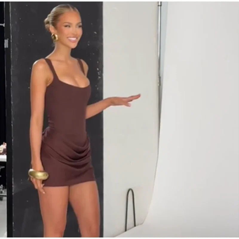 Square Neck Halter Mini Dress - SN Wigs & More