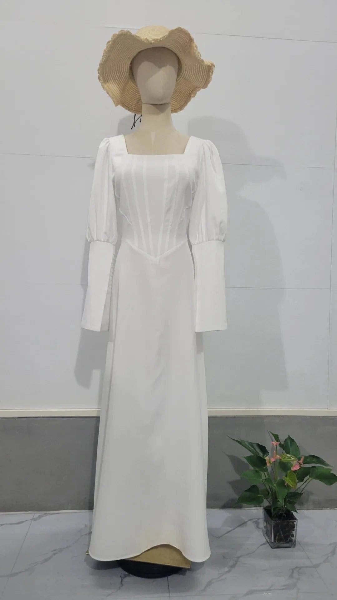 Square Neck Long Sleeve Elegant Bodycon White Corset Dress Autumn Sexy Party Evening Maxi Dresses for Women 2024