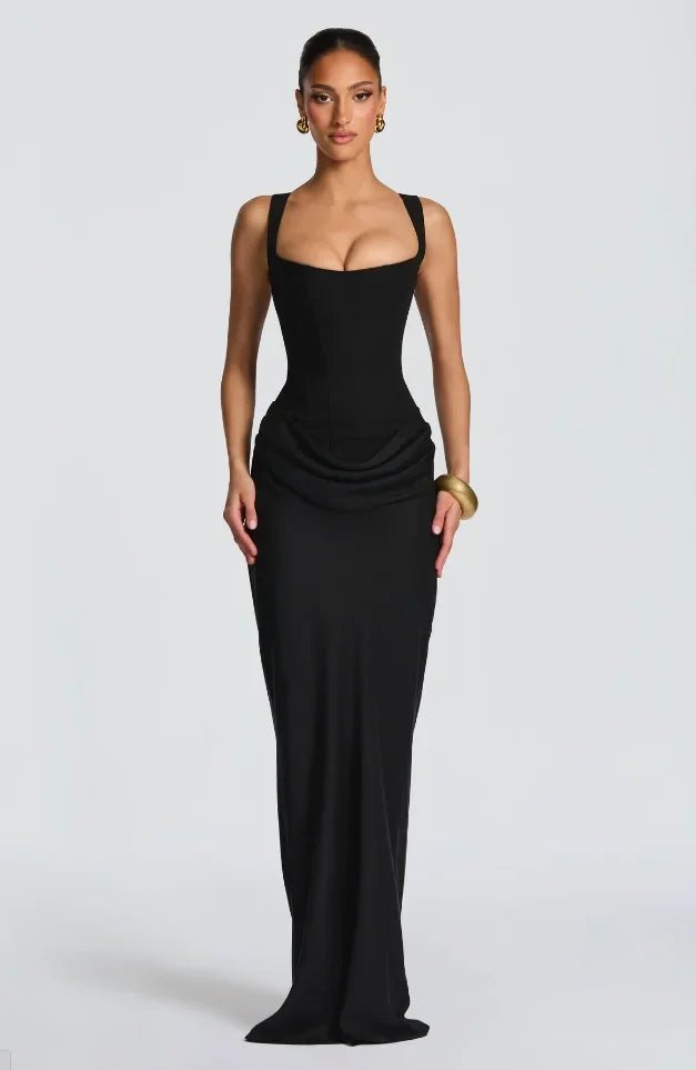 Square Neck Pleated Dress - SN Wigs & More