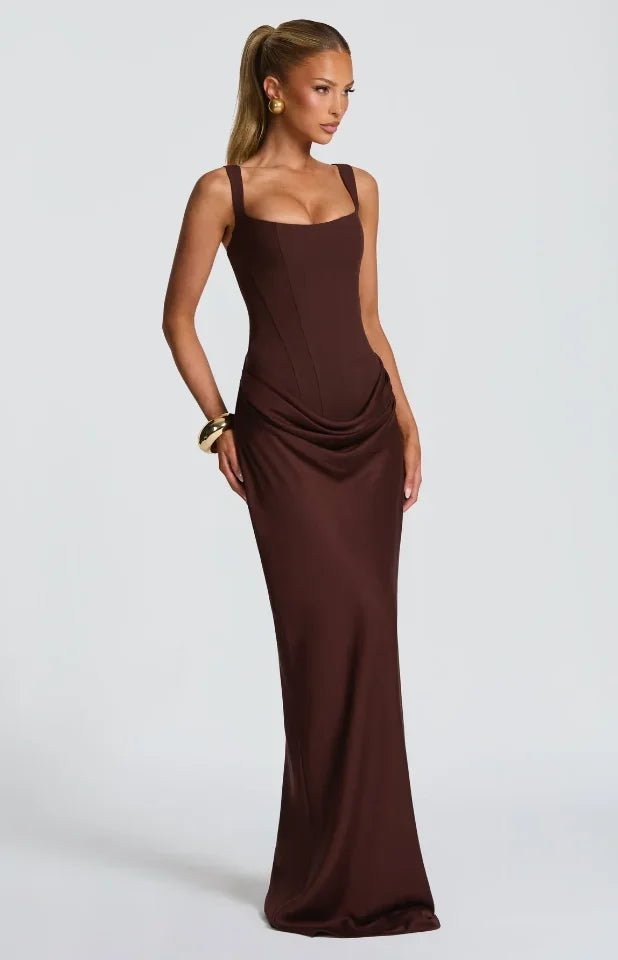 Square Neck Pleated Dress - SN Wigs & More