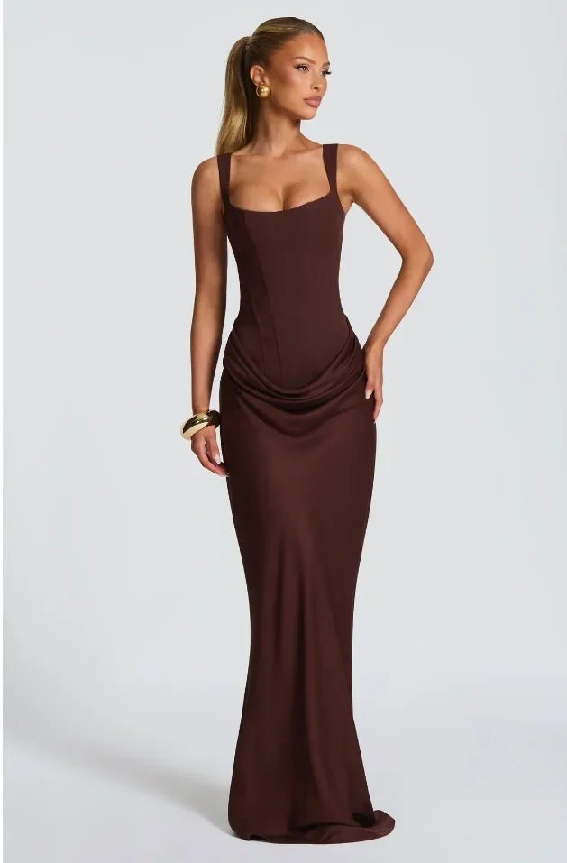 Square Neck Pleated Dress - SN Wigs & More