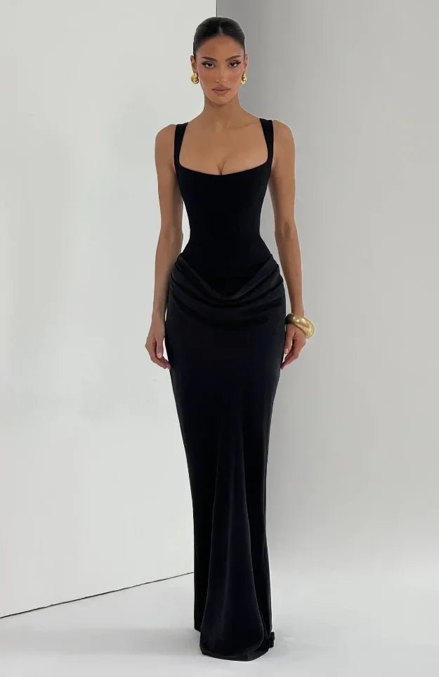 Square Neck Pleated Dress - SN Wigs & More