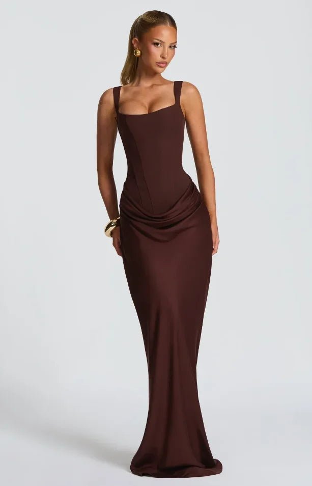 Square Neck Pleated Dress - SN Wigs & More