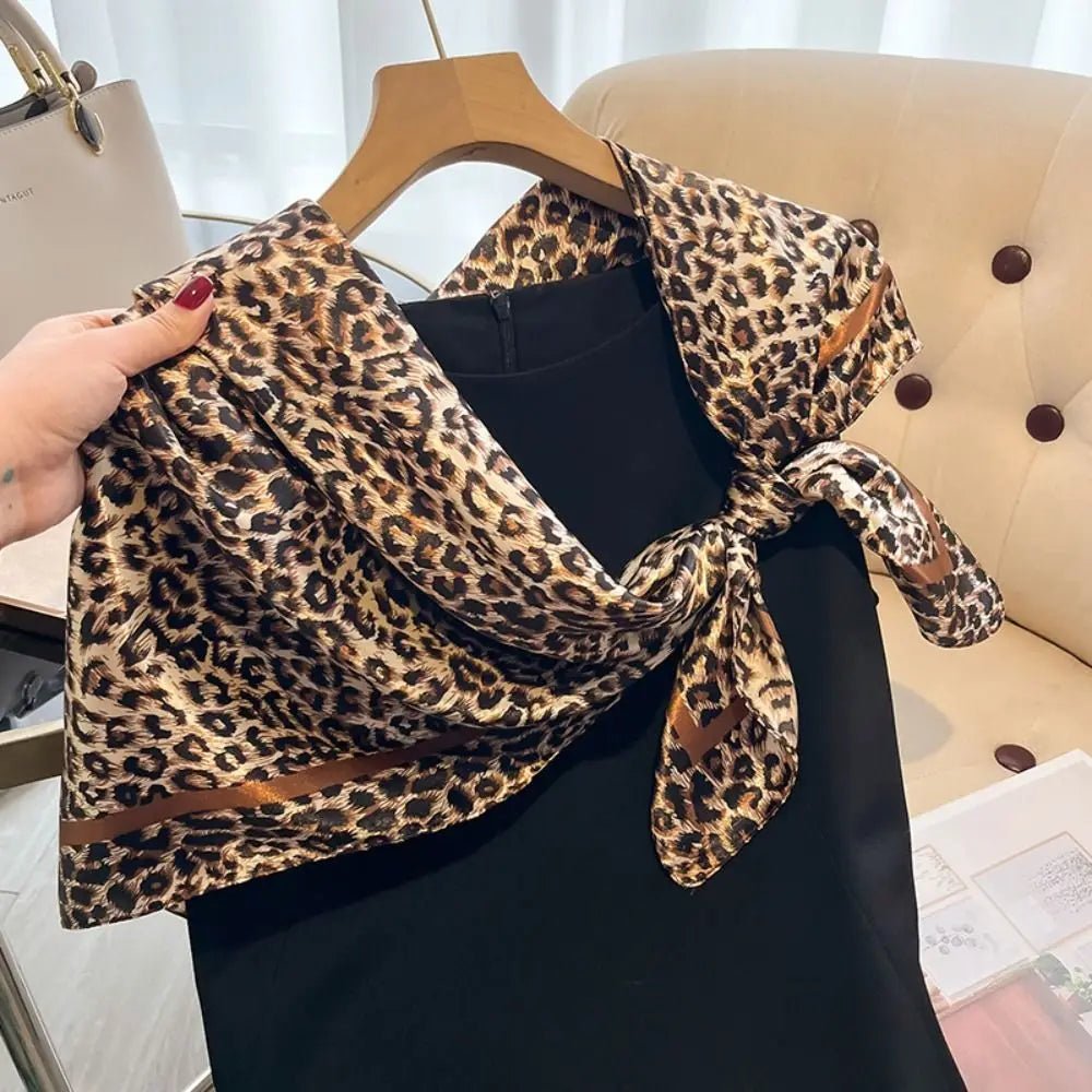 Square Satin Scarf + Leopard Print Design + Bandana Style Neck Scarf For Everyday Wear - SN Wigs & More