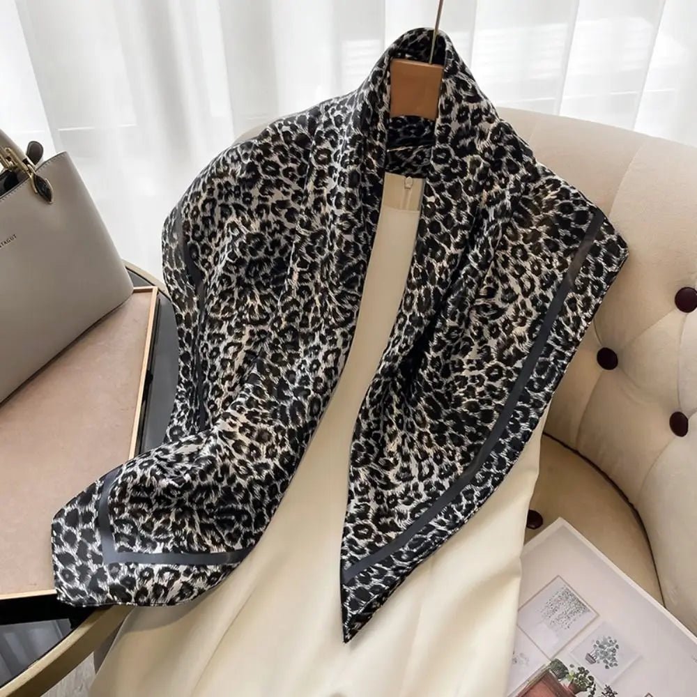 Square Satin Scarf + Leopard Print Design + Bandana Style Neck Scarf For Everyday Wear - SN Wigs & More