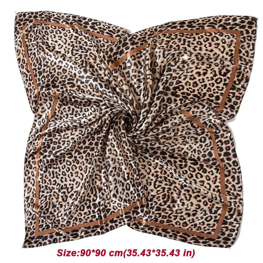 Square Satin Scarf + Leopard Print Design + Bandana Style Neck Scarf For Everyday Wear - SN Wigs & More