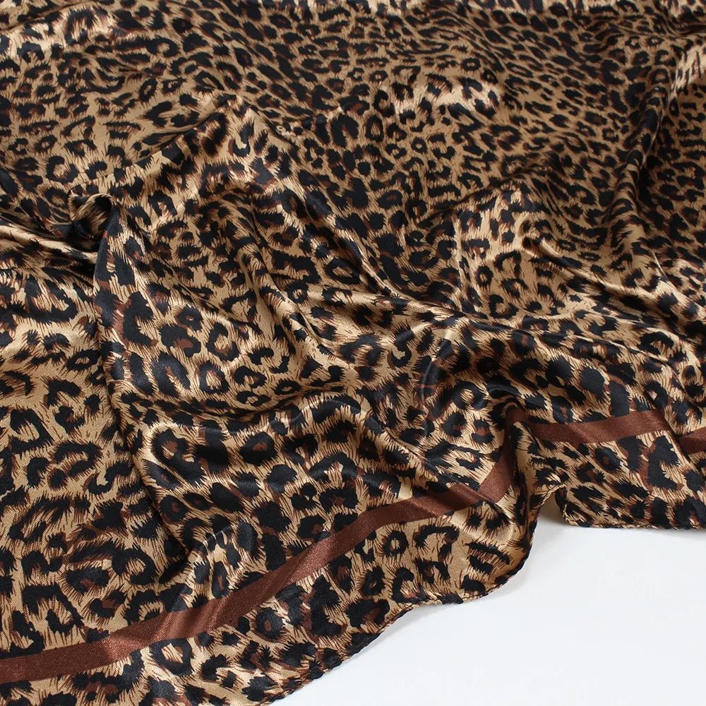 Square Satin Scarf + Leopard Print Design + Bandana Style Neck Scarf For Everyday Wear - SN Wigs & More