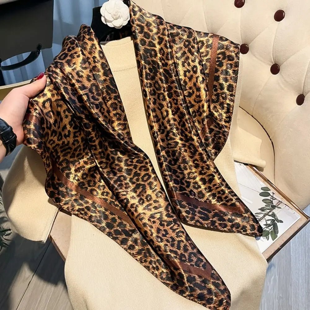 Square Satin Scarf + Leopard Print Design + Bandana Style Neck Scarf For Everyday Wear - SN Wigs & More