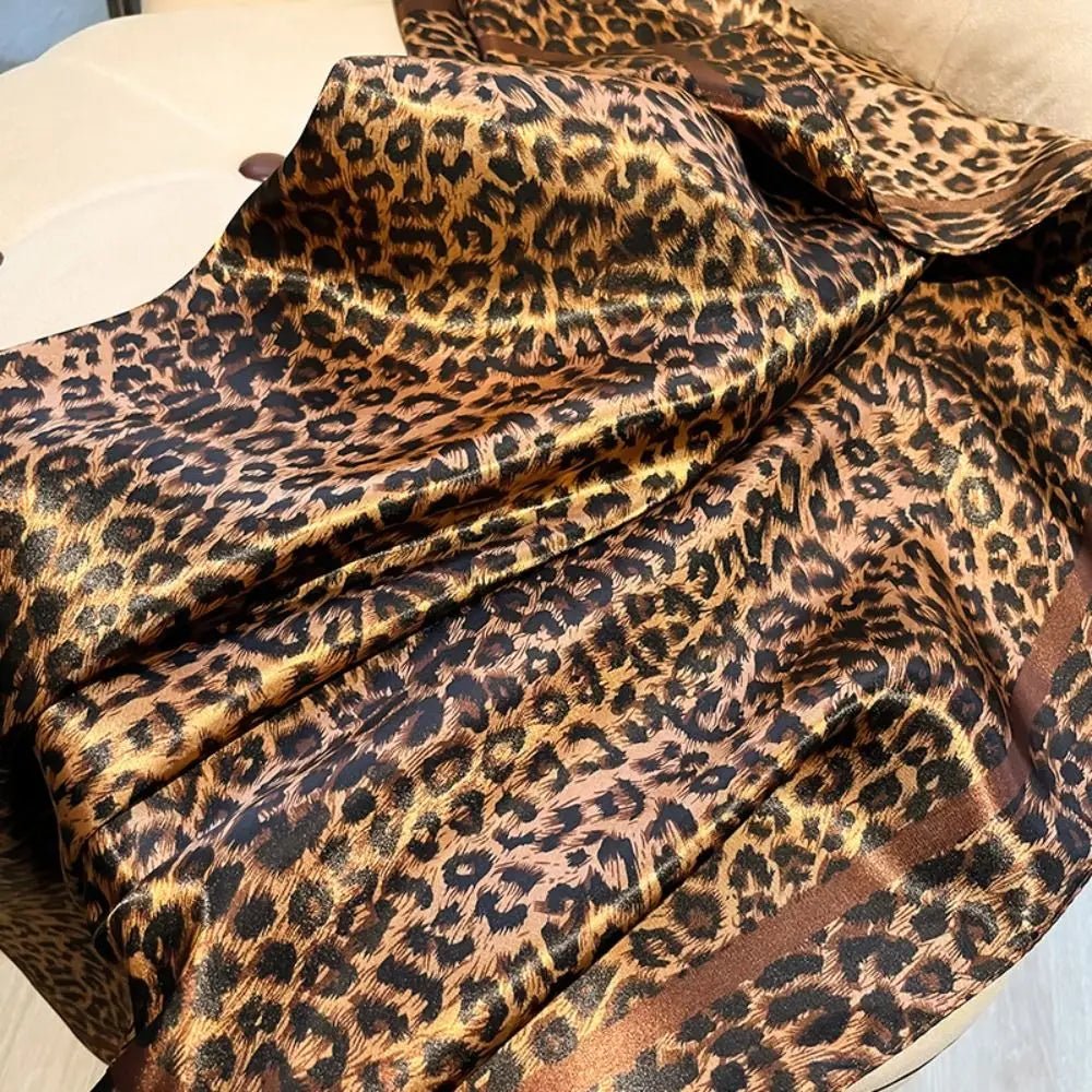 Square Satin Scarf + Leopard Print Design + Bandana Style Neck Scarf For Everyday Wear - SN Wigs & More