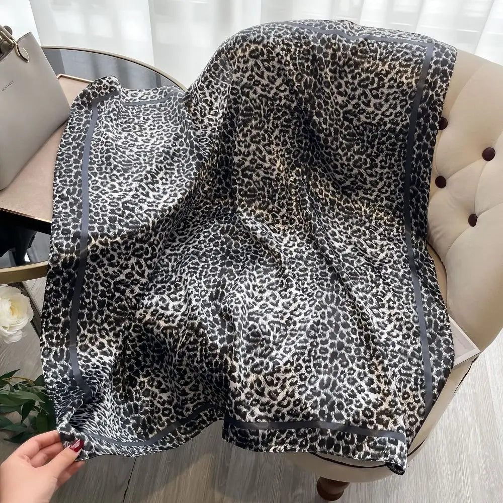 Square Satin Scarf + Leopard Print Design + Bandana Style Neck Scarf For Everyday Wear - SN Wigs & More