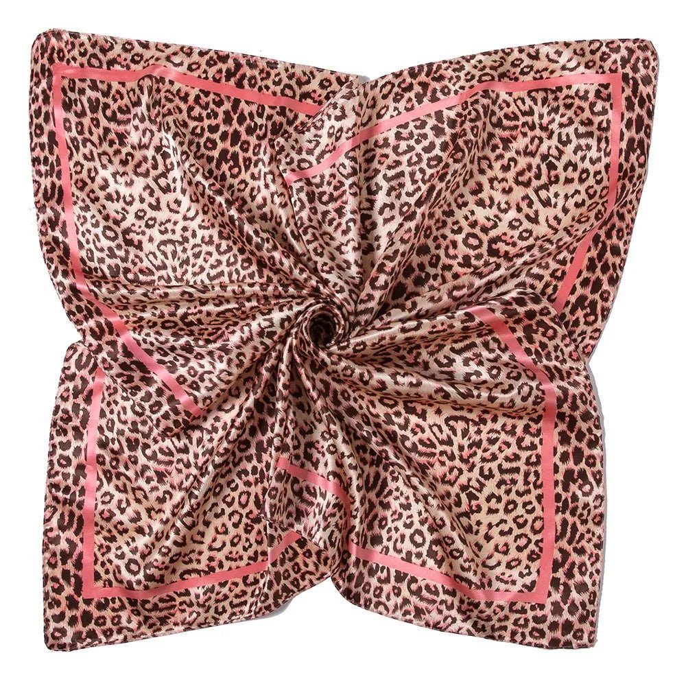 Square Satin Scarf + Leopard Print Design + Bandana Style Neck Scarf For Everyday Wear - SN Wigs & More