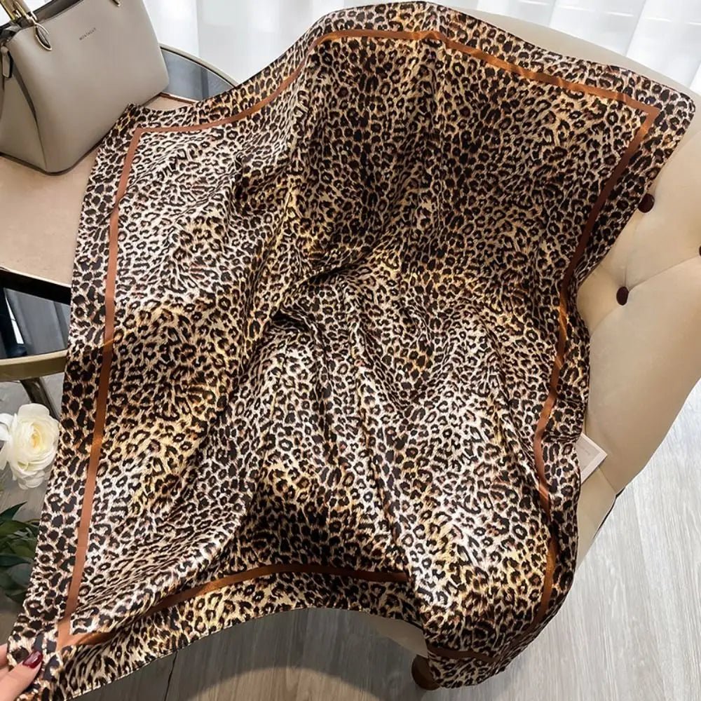Square Satin Scarf + Leopard Print Design + Bandana Style Neck Scarf For Everyday Wear - SN Wigs & More