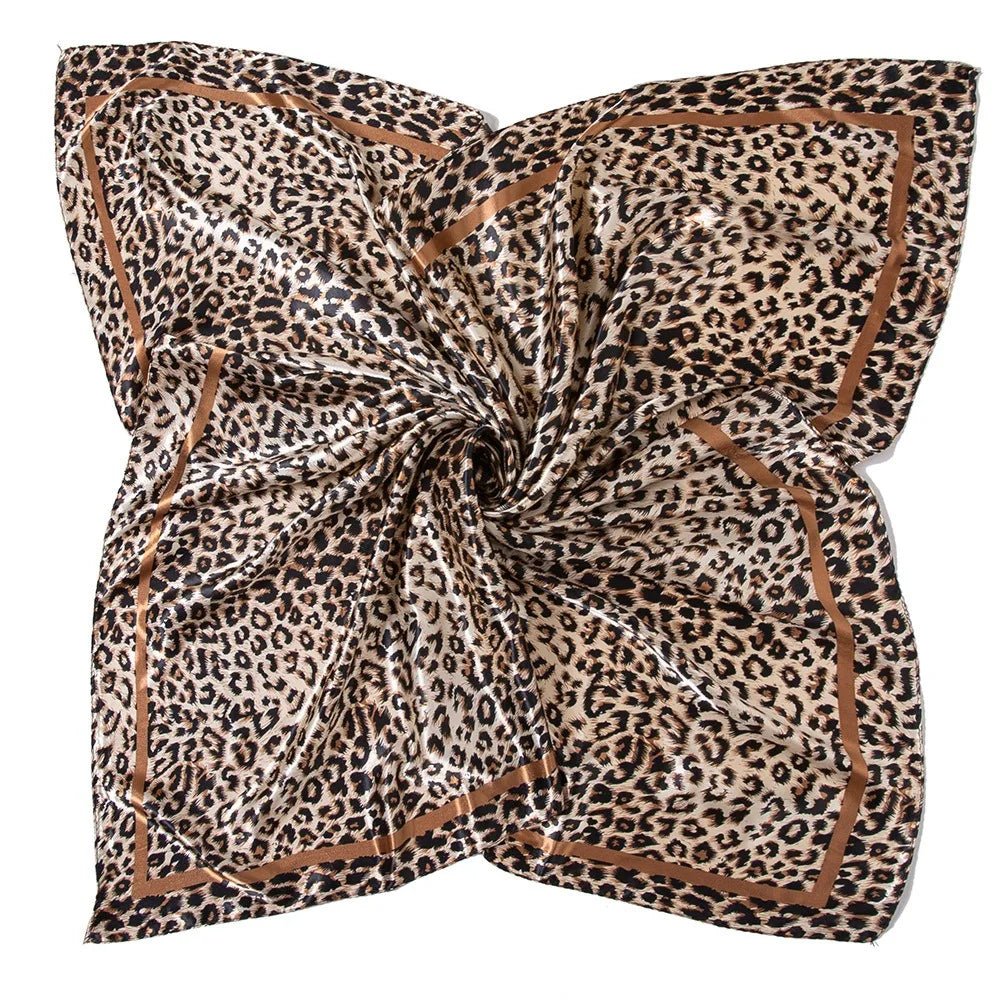 Square Satin Scarf + Leopard Print Design + Bandana Style Neck Scarf For Everyday Wear - SN Wigs & More
