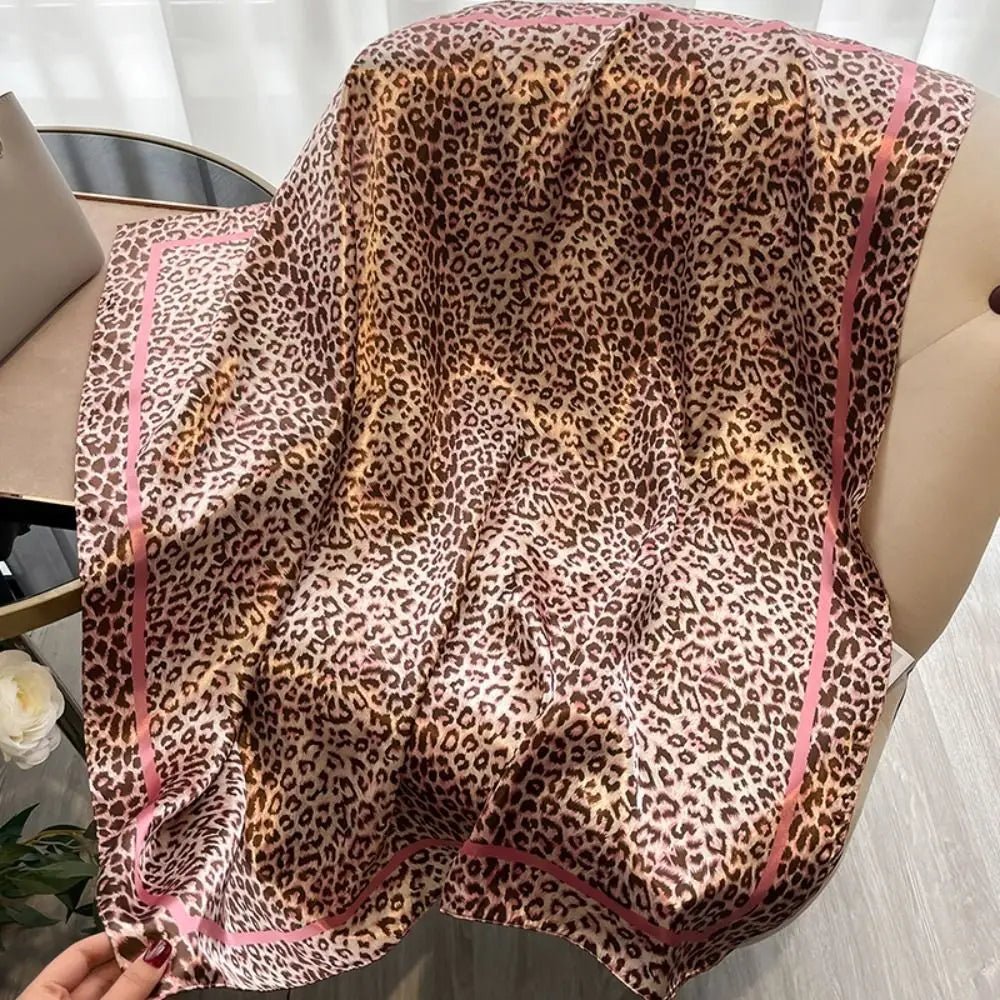 Square Satin Scarf + Leopard Print Design + Bandana Style Neck Scarf For Everyday Wear - SN Wigs & More