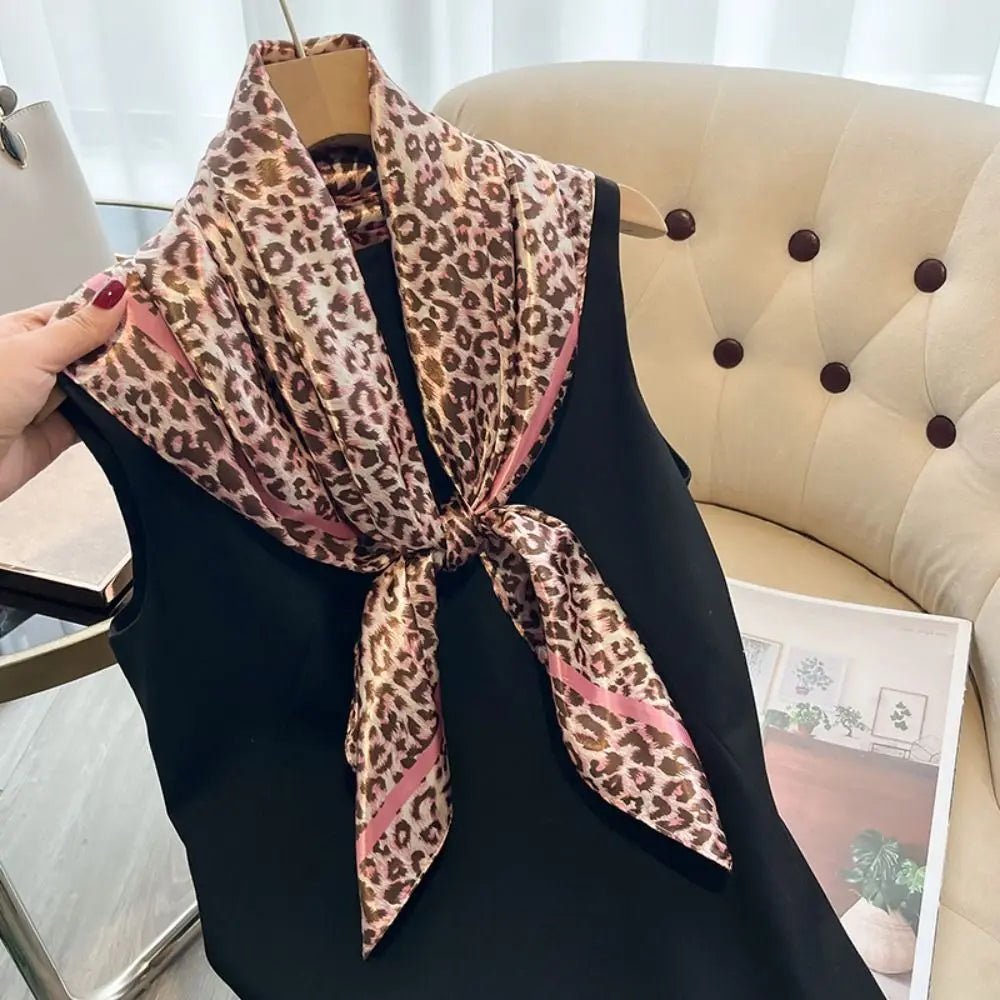 Square Satin Scarf + Leopard Print Design + Bandana Style Neck Scarf For Everyday Wear - SN Wigs & More