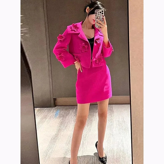 SR2244 Women Fashion New Arrivals Flowers Ladies Suits New Design Two Piece Set Women Clothing